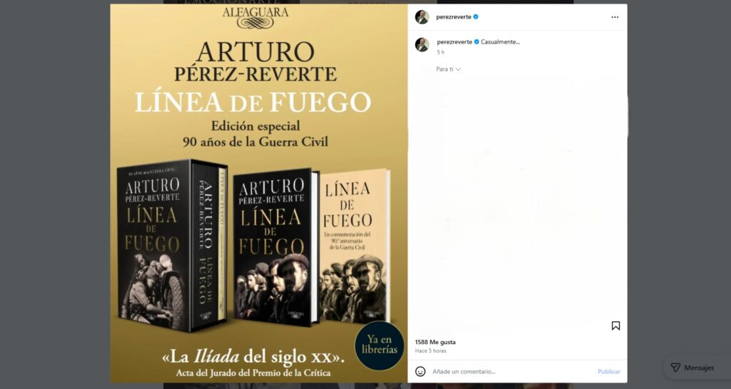 Línea de fuego Arturo Pérez-Reverte edición 90 aniversario Guerra Civil